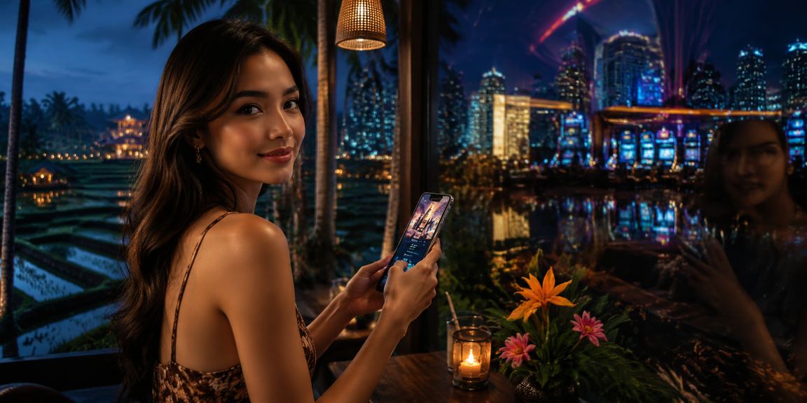 Pemain mengakses aplikasi casino sambil menikmati kopi malam di ruangan nyaman
