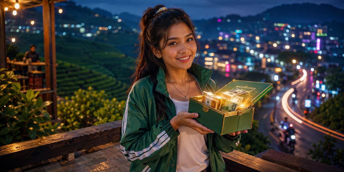 Layar casino neon malam yang penuh cahaya warna-warni dan suasana penuh energi